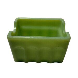 Vintage Jadeite Green Glass Ribbed sugar packet holder TPC H121 Made In China